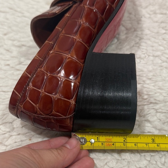 New Christian Louboutin Mj Croc Embossed Loafer 50 Block Heel Acajou Sz 38 US 8 - Picture 10 of 13